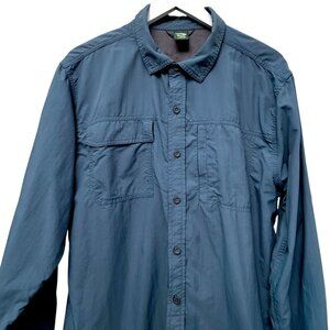 EMS Eastern Mountain Sports Mens Utility Shirt Large Teal Blue Nylon Mesh Hiking